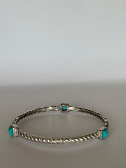 Judith Ripka Sterling Silver Turquoise Rope Twist Bracelet-BRACELET-Gazelle Fashion and Style