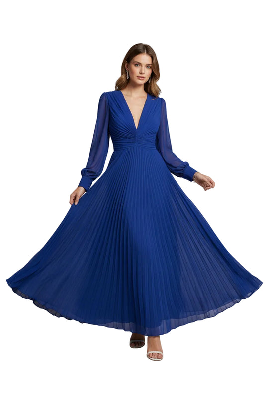 Badgely Mischka Pleated Maxi Dress $150-DRESS-Gazelle Fashion and Style