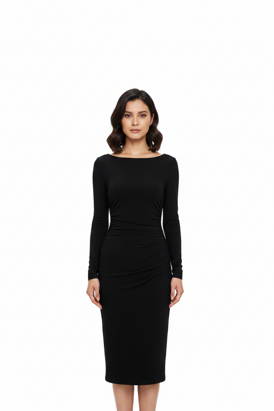 Norma Kamali Black Midi Dress-DRESS-Gazelle Fashion and Style