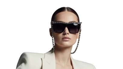 Chanel Calfskin Sunglasses with Chain-SUNGLASSES-Gazelle Fashion and Style