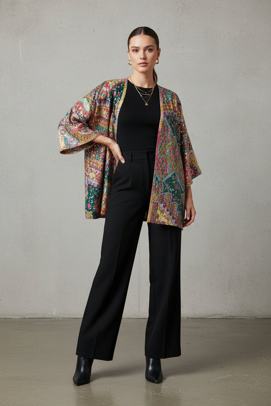 Johnny Was Bomi Sequin Kimono-TOPS-Gazelle Fashion and Style