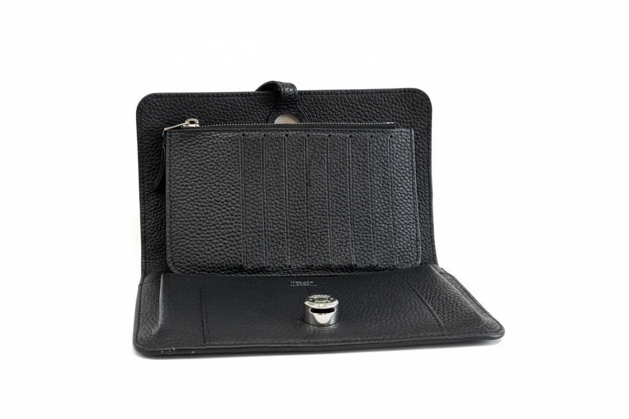 Hermes Togo Dogon Compact Leather Clutch-CLUTCH-Gazelle Fashion and Style