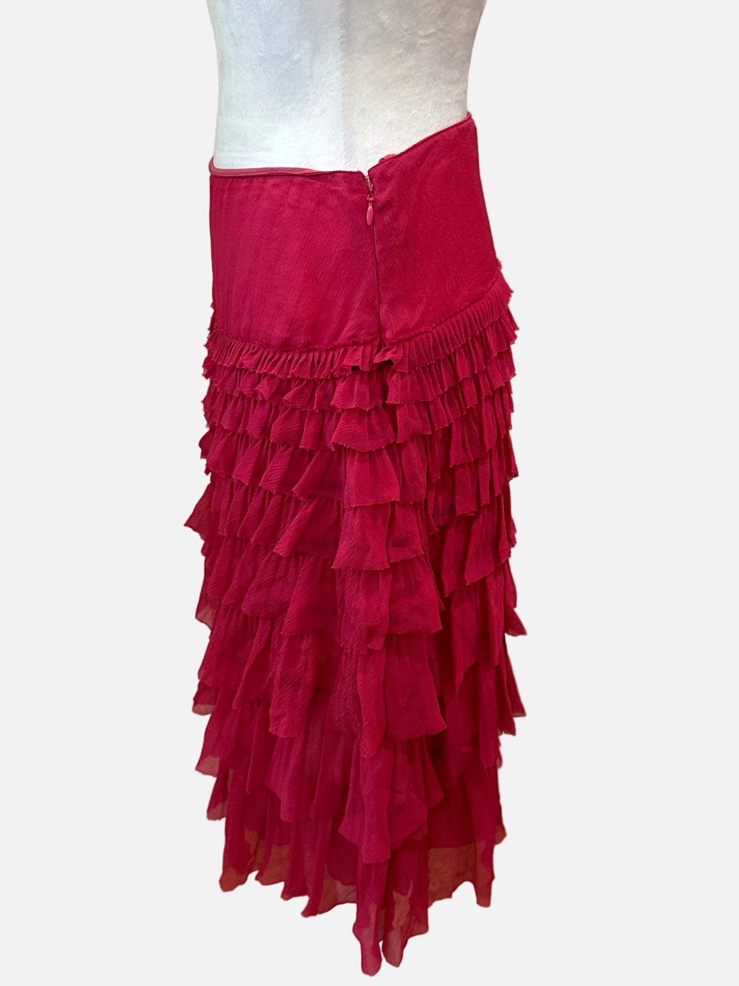 Prada Ruffled Fuchsia Skirt-SKIRT-Gazelle Fashion and Style