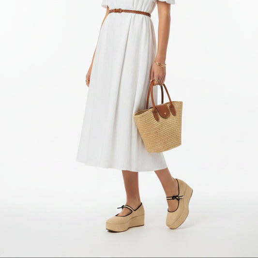 Larroude Blair Raffia Platform Shoes-Gazelle Fashion and Style