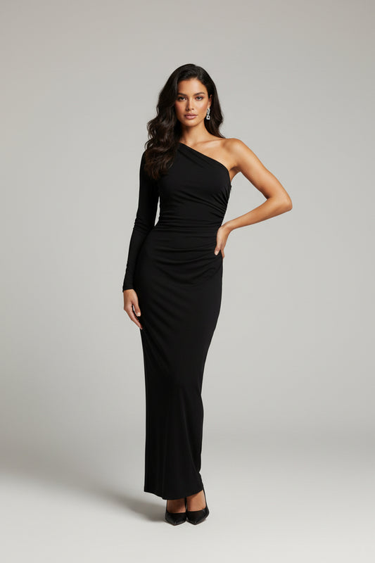8 By Yoox Maxi Black Dress-DRESS-Gazelle Fashion and Style