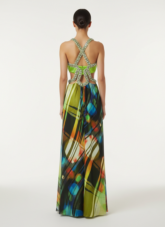 Kiss Kiss Formal Bejeweled Multi Color Gown-DRESS-Gazelle Fashion and Style