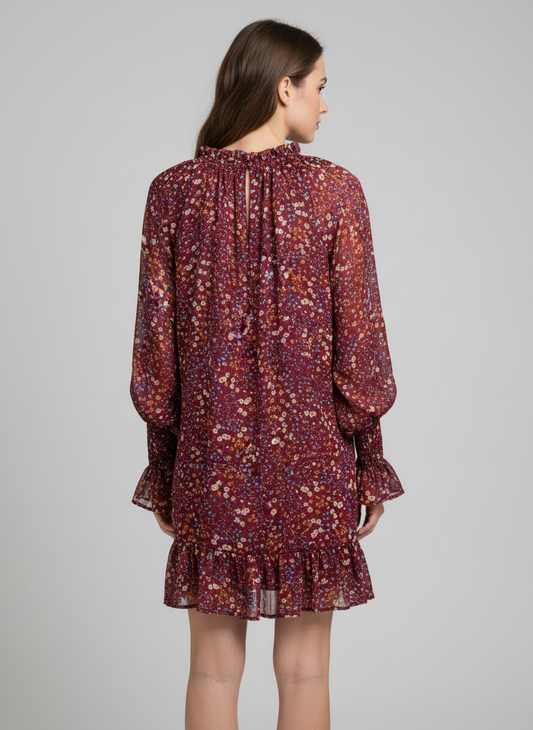 Sabina Musayev Floral Long Sleeve Dress-DRESS-Gazelle Fashion and Style