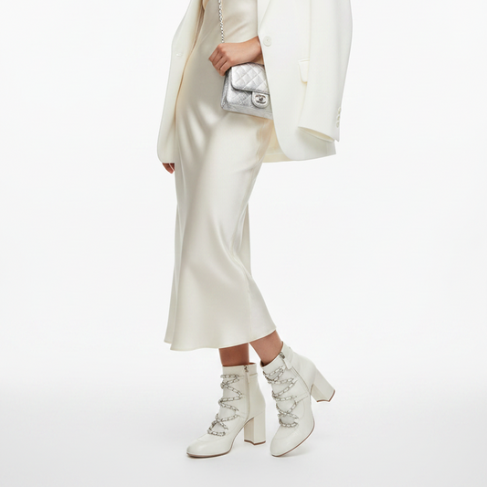 Chanel White Booties-SHOES-Gazelle Fashion and Style