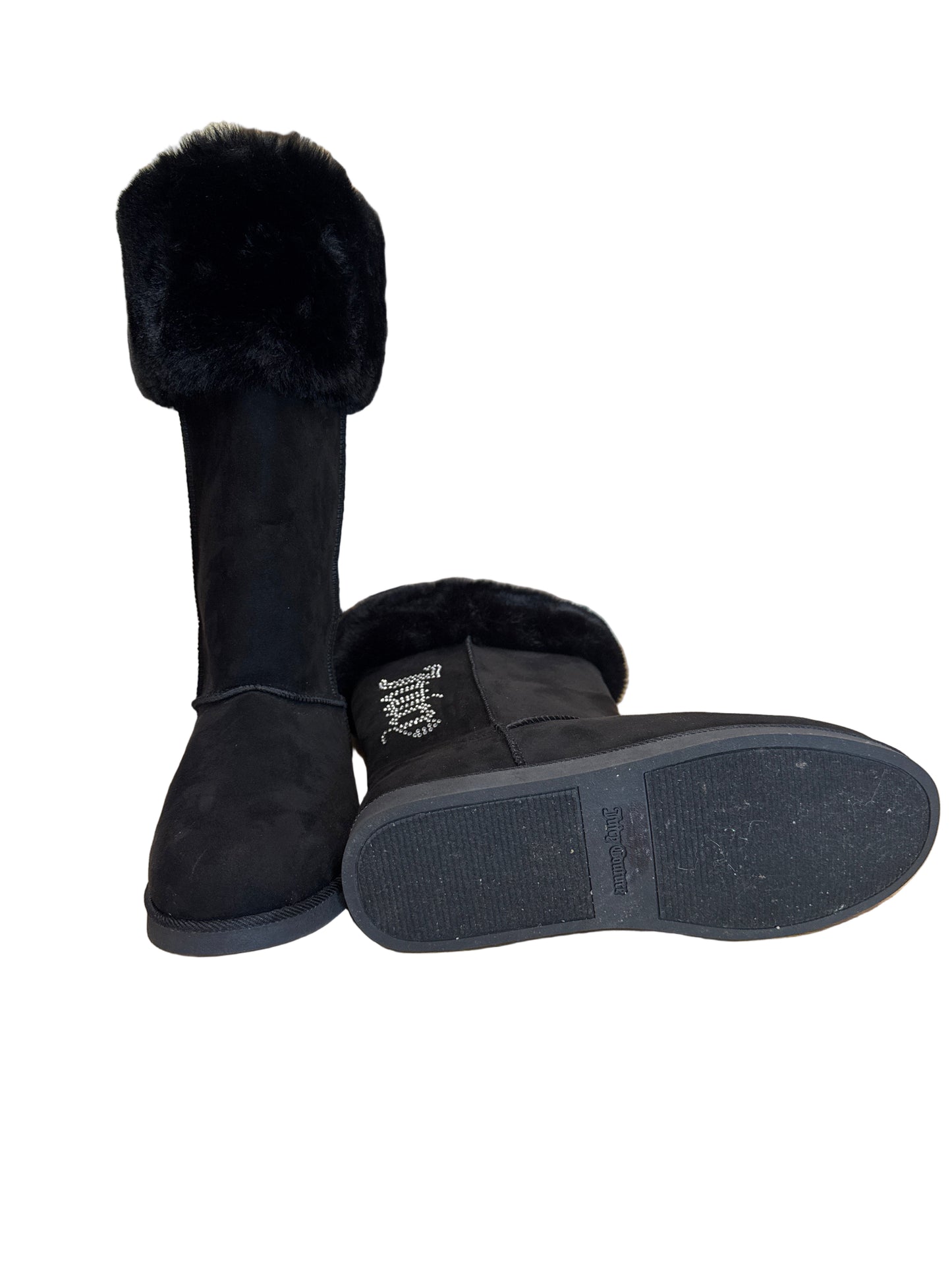Juicy Couture Black Faux Fur Lined Boots with Rhinestone-SHOES-Gazelle Fashion and Style