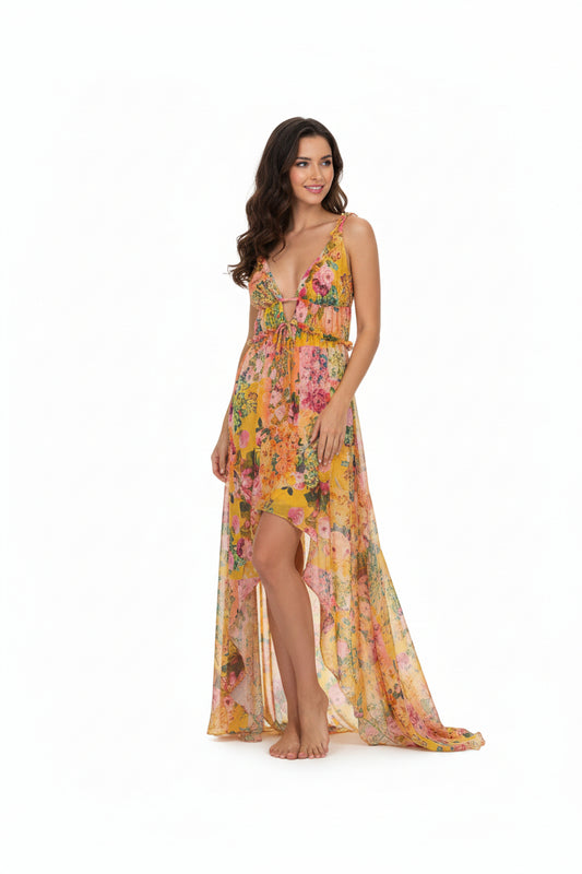 For Love & Lemons Floral Bodysuit with Train- Gazelle Fashion and Style