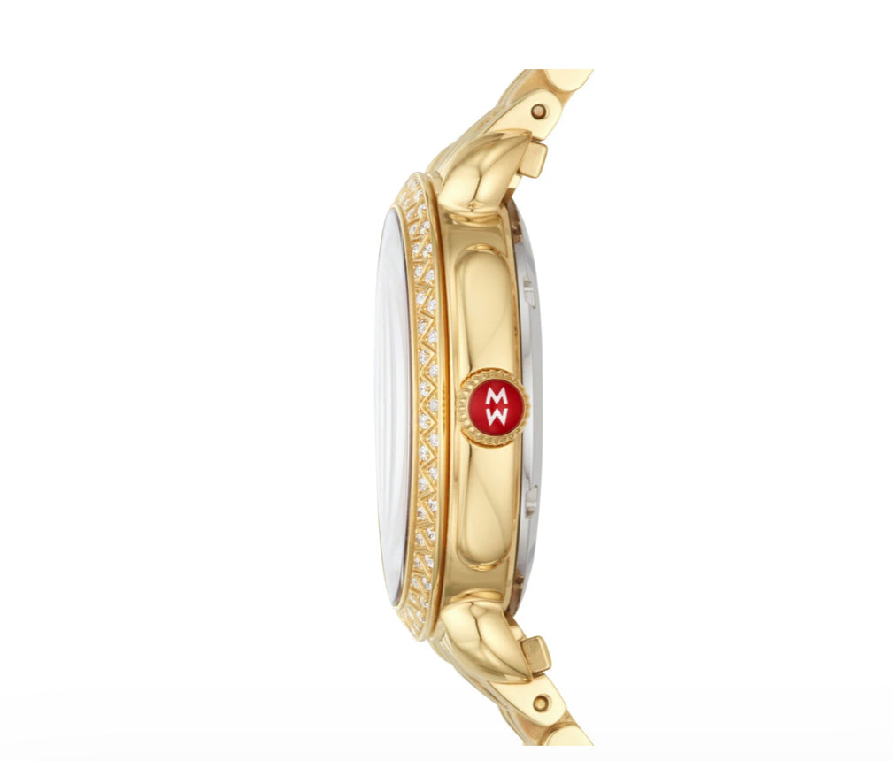 Michele Sidney Classic 18K Gold-Plated Steel Mother of Pearl Dial Diamonds Watch $1,850-WATCH-Gazelle Fashion and Style