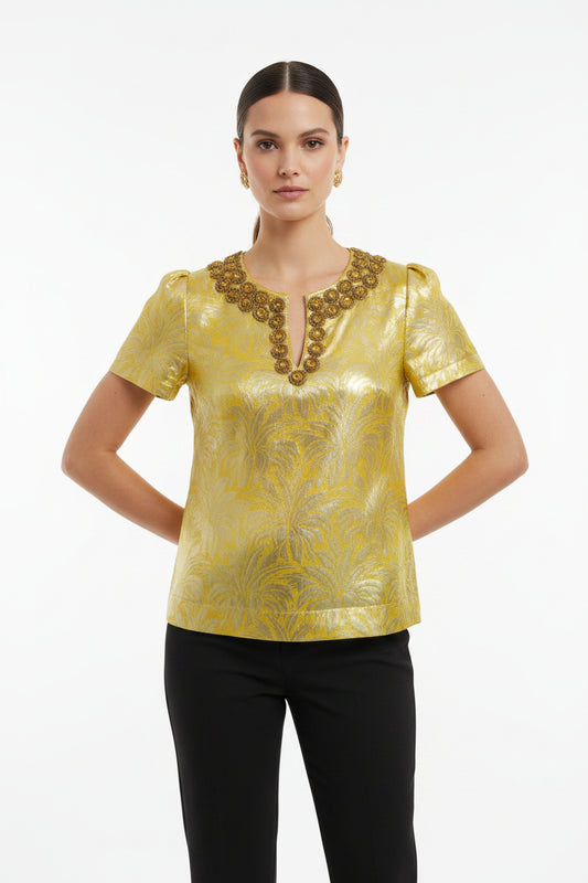 Tory Burch Gold Adorned Lola-TOPS-Gazelle Fashion and Style