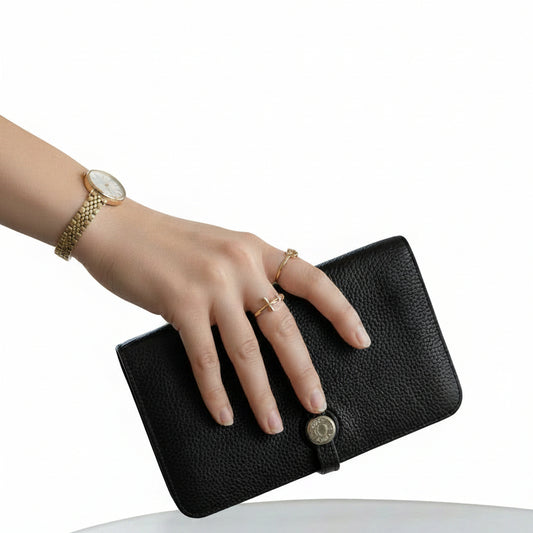 Hermes Togo Dogon Compact Leather Clutch-wallet-Gazelle Fashion and Style
