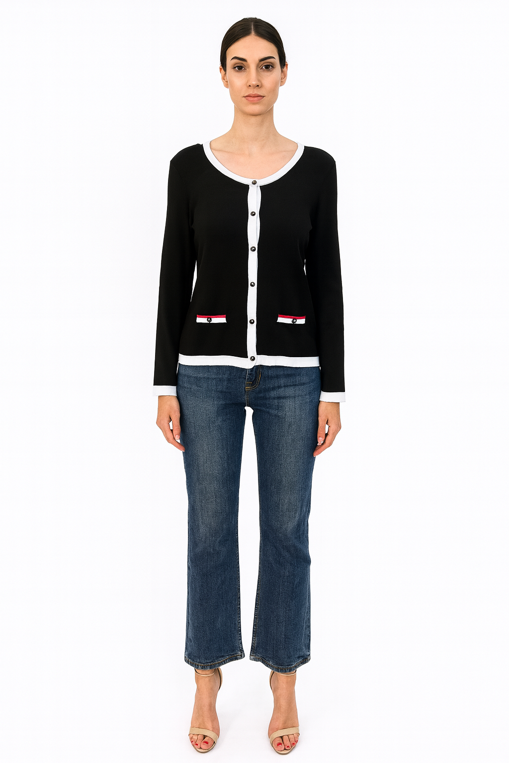 Chanel Contrast Trim Cardigan- Size S/M-Sweater-Gazelle Fashion and Style