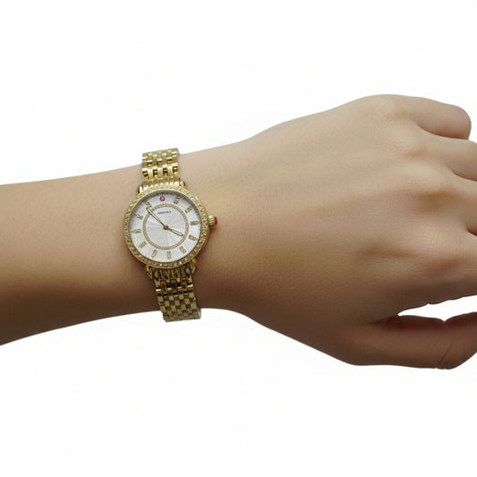 Michele Sydney Gold Diamond Watch-WATCH-Gazelle Fashion and Style