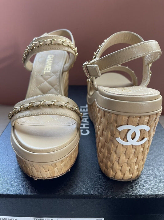 Chanel Sandals 2020 Interlocking CC Logo Sling Back $1225