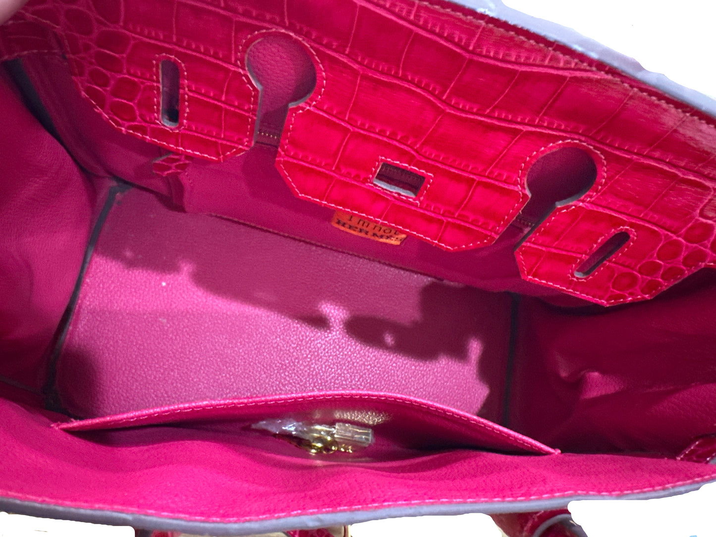 House of Hello Pink Crocodile-Patterned Handbag-HANDBAGS-Gazelle Fashion and Style