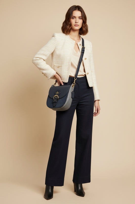 Coach Kleo Shoulder Bag 23 Navy Blue-HANDBAGS-Gazelle Fashion and Style