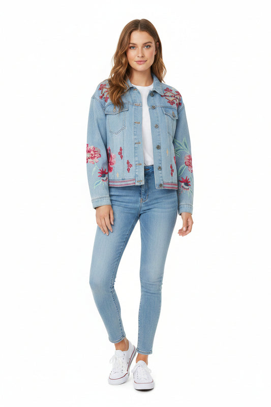 Johnny Was Talulla Cropped Denim Jacket