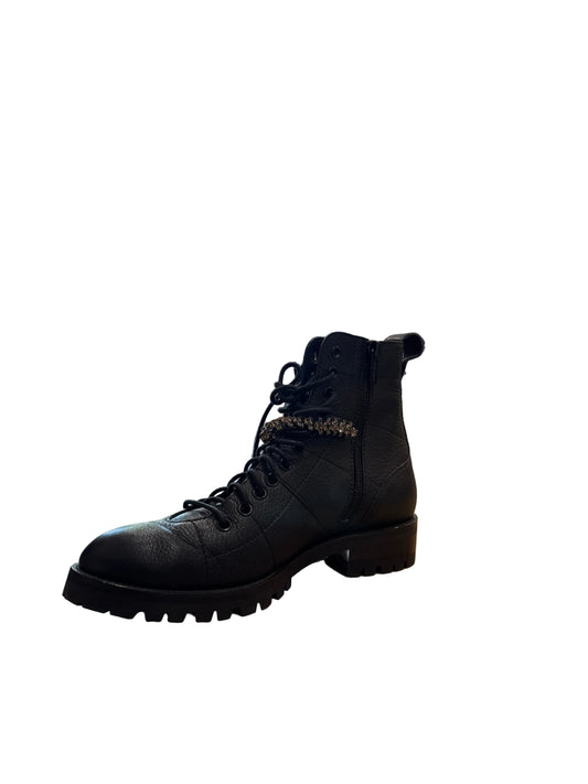 Jimmy Choo Diamond Embellishment Combat Boots Size- 38 1/2-Boots-Gazelle Fashion and Style