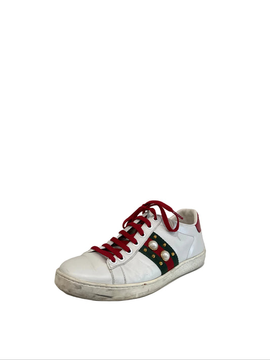 Gucci Red and Green Sneakers with Embellishments-SHOES-Gazelle Fashion and Style