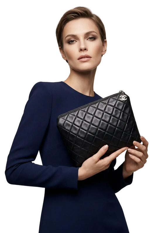 Chanel Lambskin Quilted Cosmetic Bag- Gazelle Fashion and Style