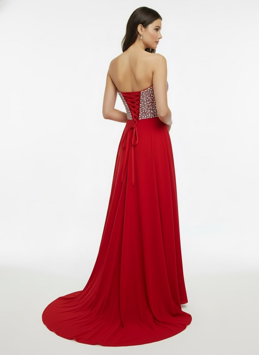 Nox Red Embellished Bodice Maxi Gown-DRESS-Gazelle Fashion and Style