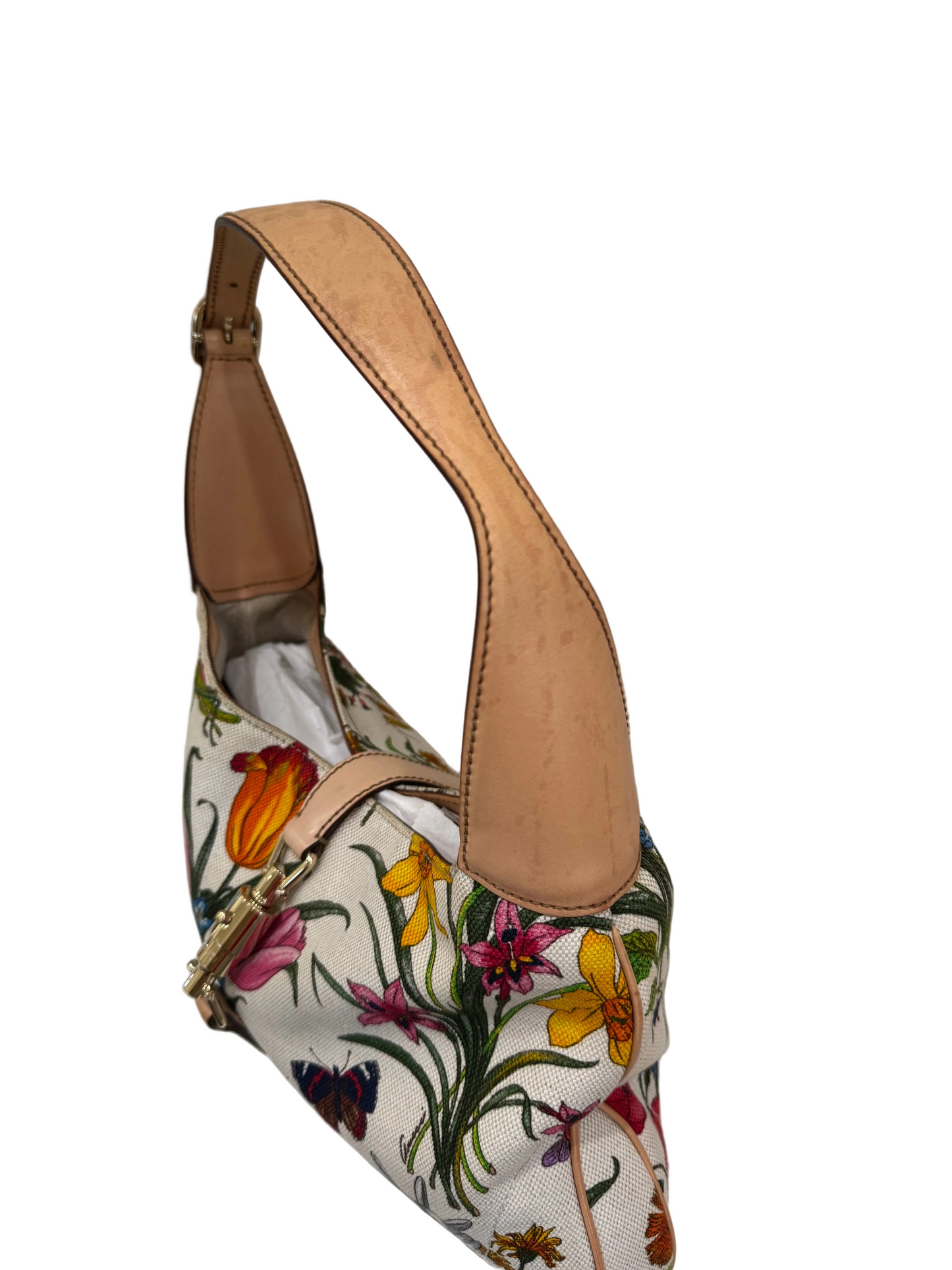 Gucci Floral Embroidered Handbag-HANDBAGS-Gazelle Fashion and Style