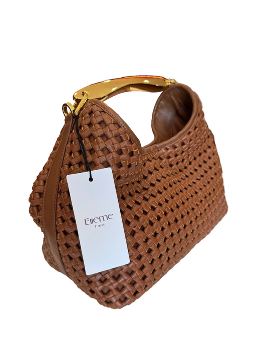 Elleme Small Boomerang Woven Leather Handbag-HANDBAGS-Gazelle Fashion and Style