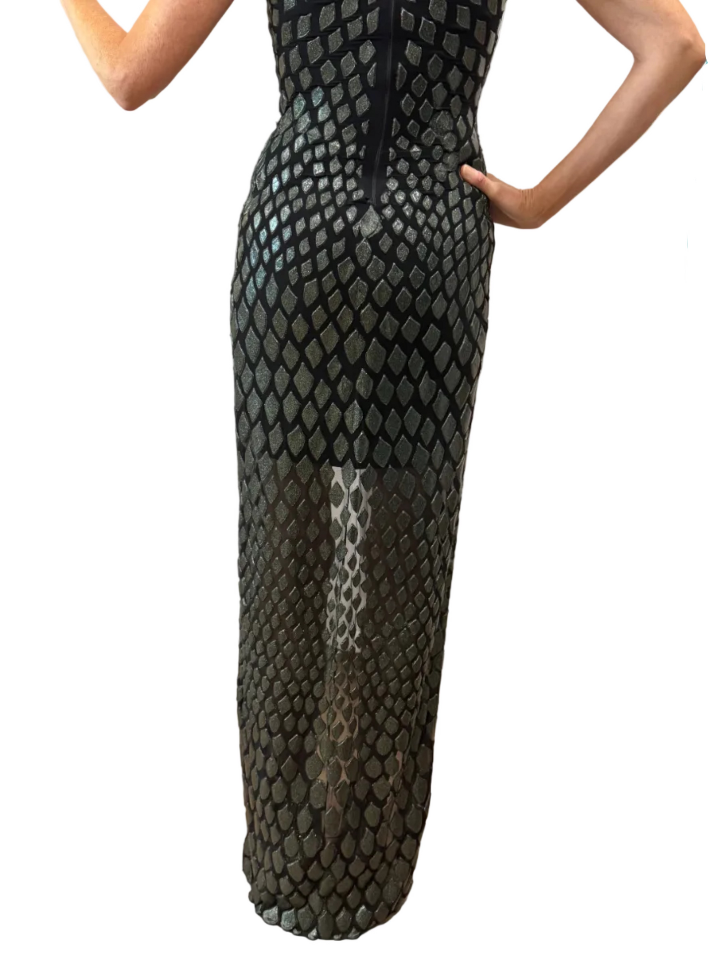 Ema Savahl Couture Mandarin Dragon Scale Dress-DRESS-Gazelle Fashion and Style