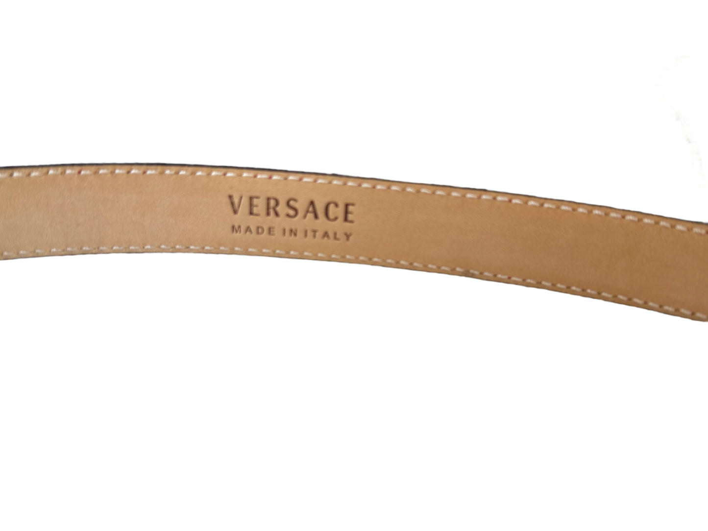 Versace Red Leather Rose Buckle Belt