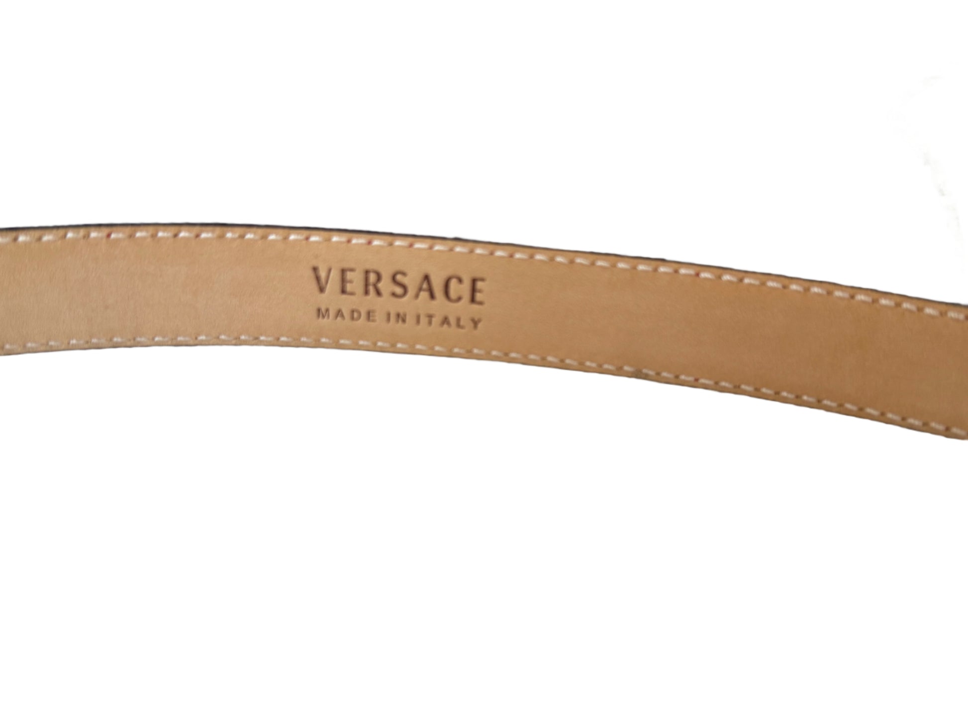 Versace Red Leather Rose Buckle Belt 85/34-Belts-Gazelle Fashion and Style