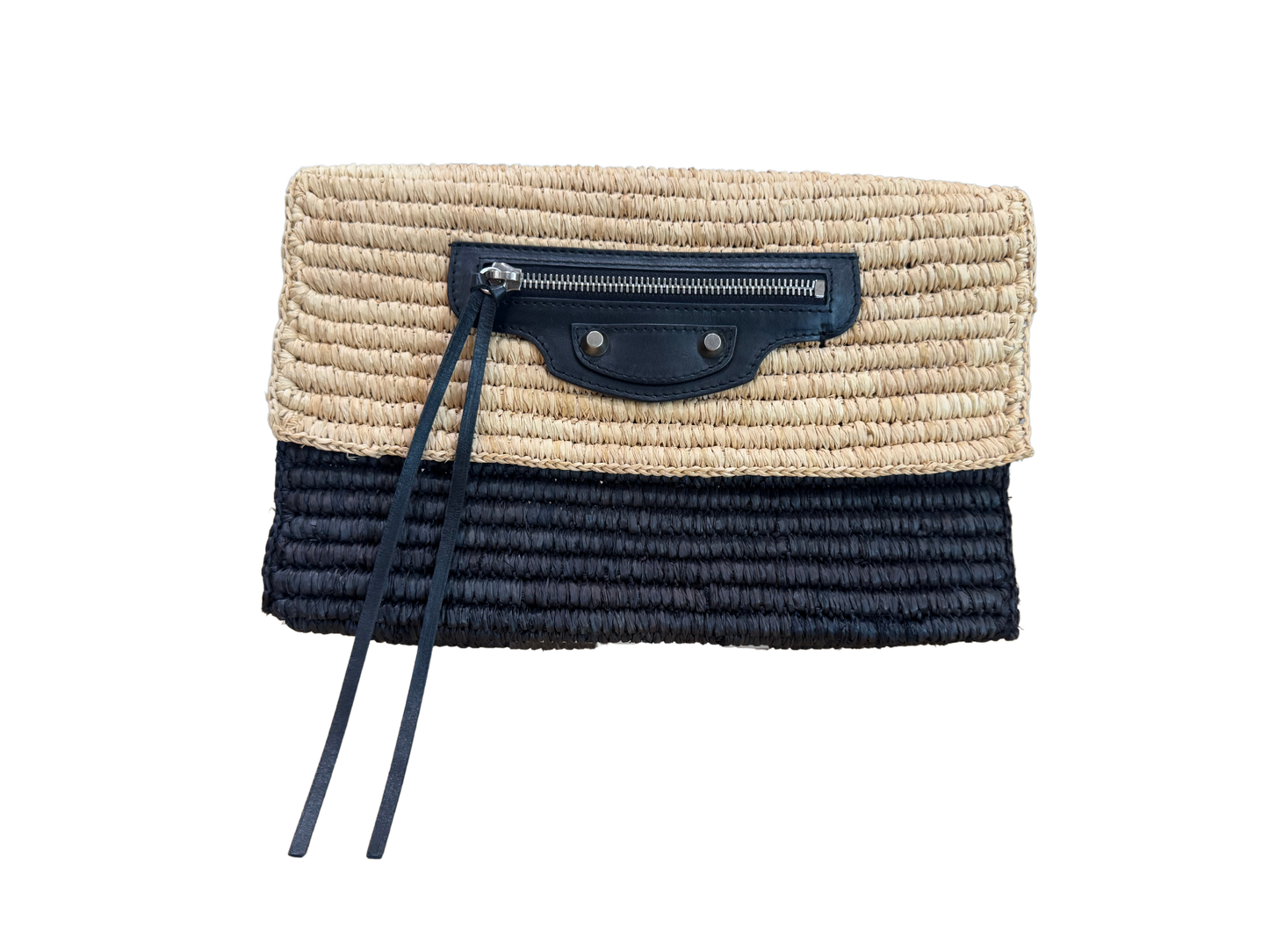 Balenciaga Raffia Leather Clutch