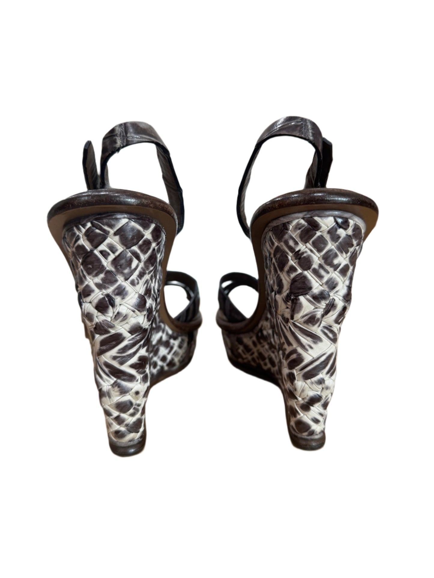 Bottega Veneta Python-Print Wedge Sandals