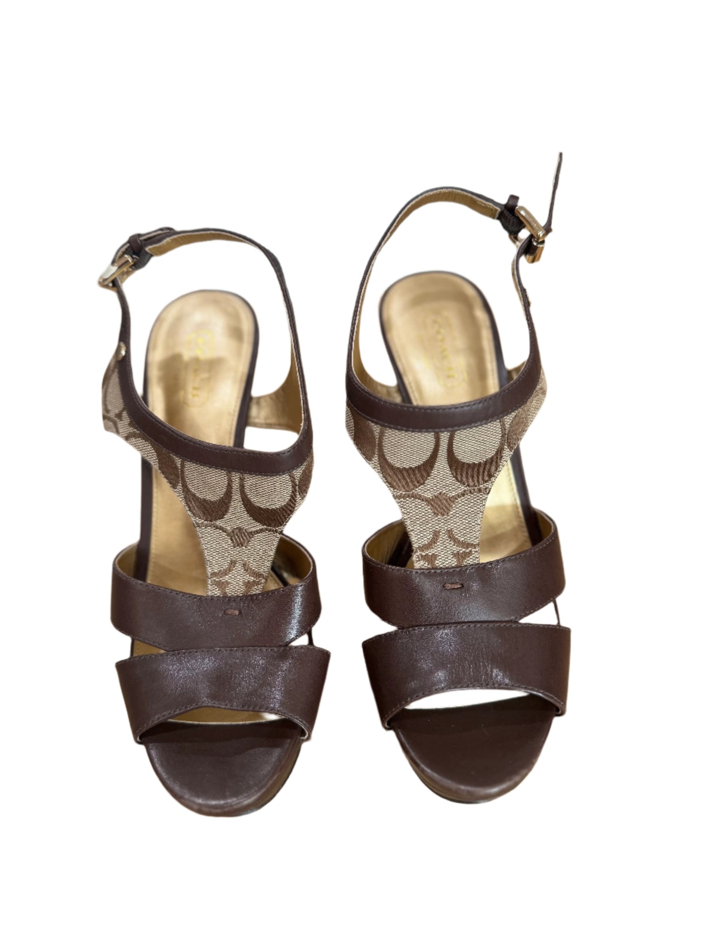 Coach Signature Canvas & Leather Platform Sandals