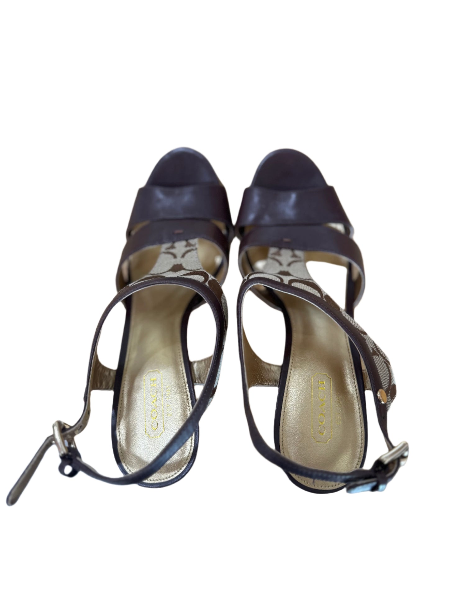 Coach Signature Canvas & Leather Platform Sandals