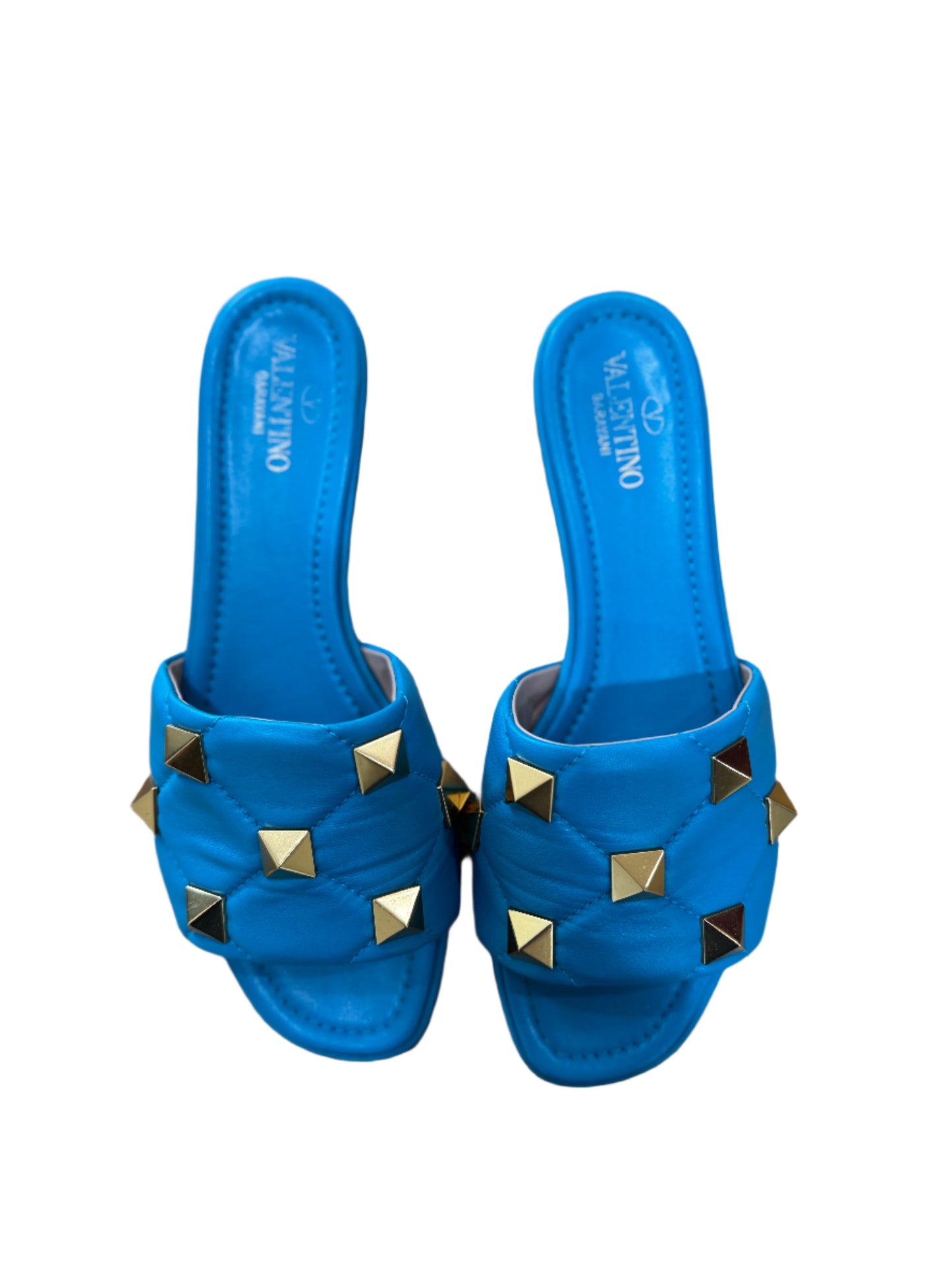 Valentino Garavani Rockstud Slide Sandals – Turquoise Blue