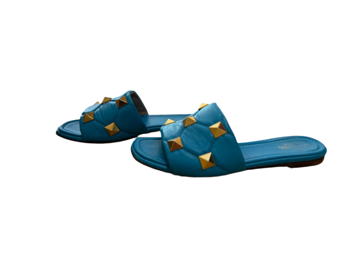 Valentino Garavani Rockstud Slide Sandals – Turquoise Blue