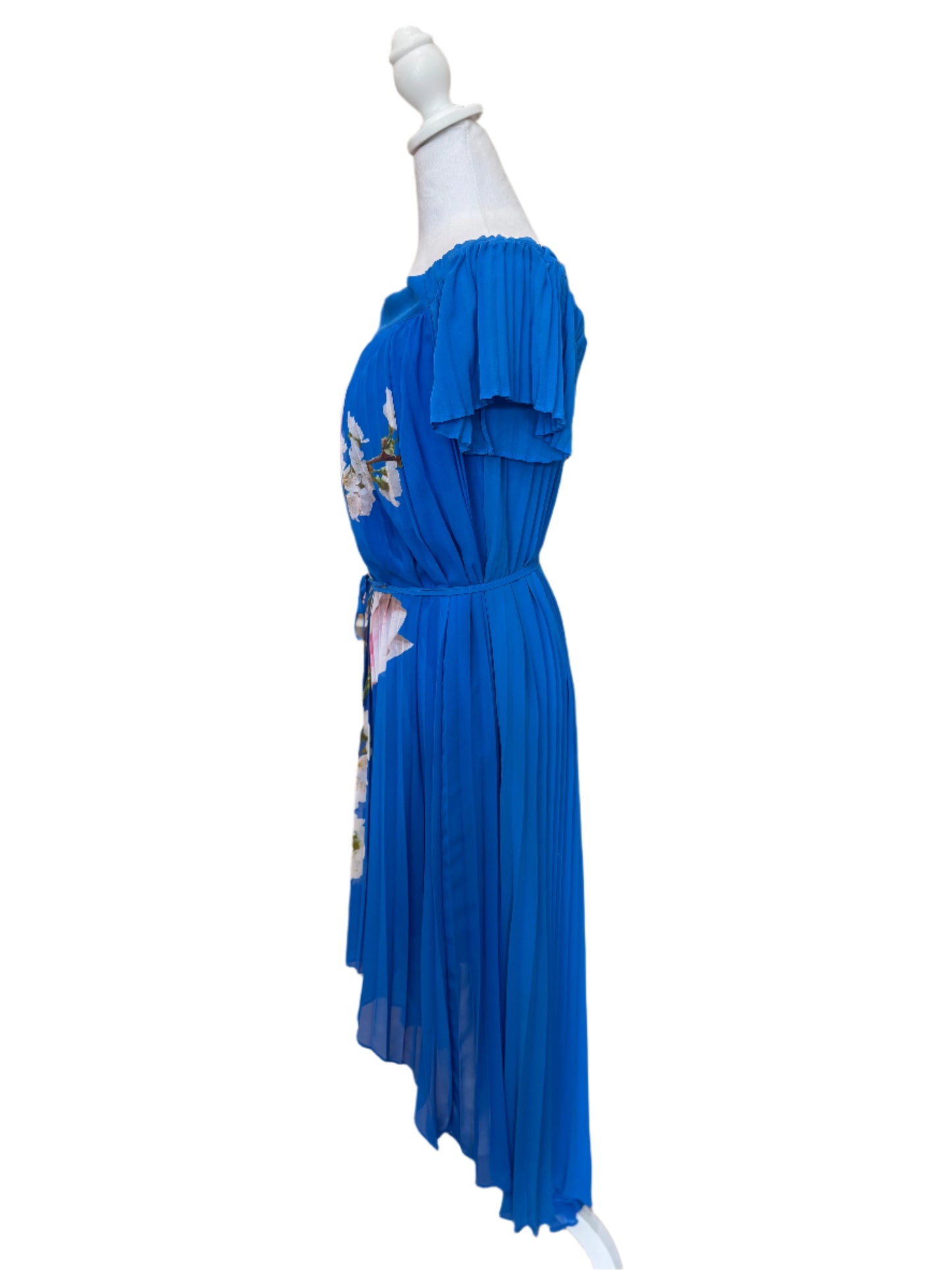 Ted Baker London Pleated Floral Dress – Cobalt Blue