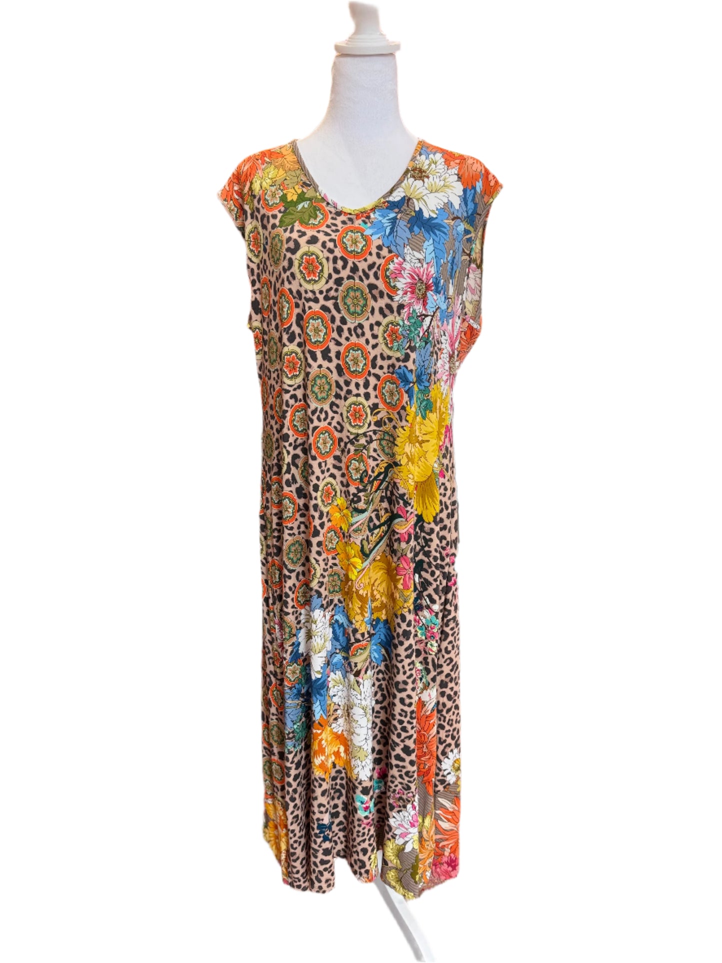Johnny Was Leopard & Floral Print Maxi Dress