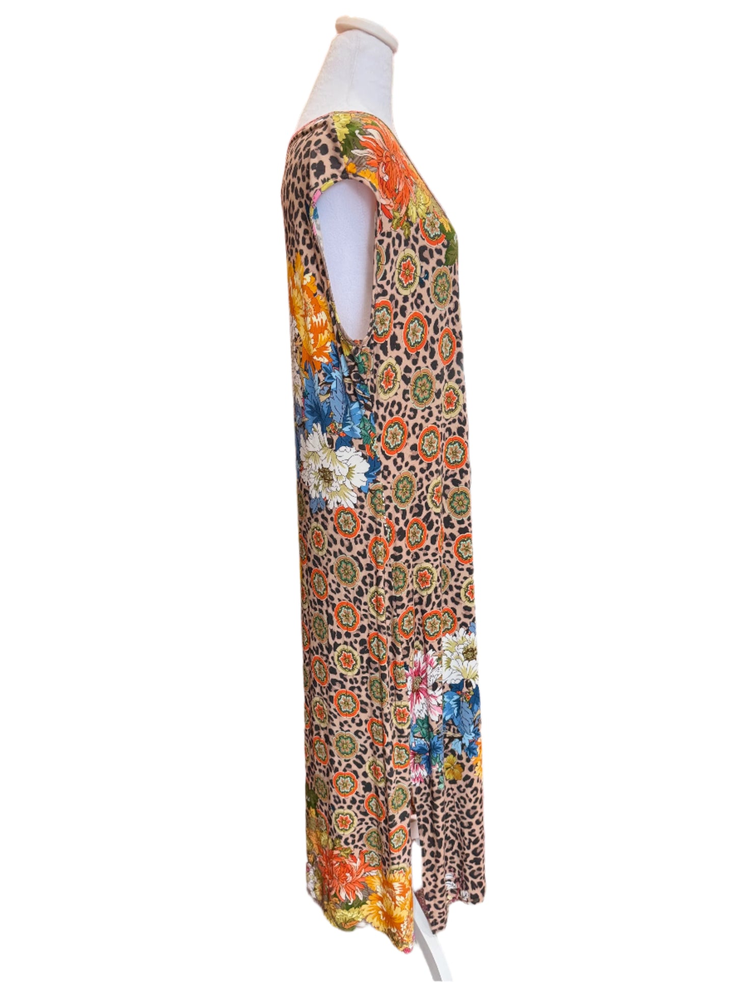 Johnny Was Leopard & Floral Print Maxi Dress