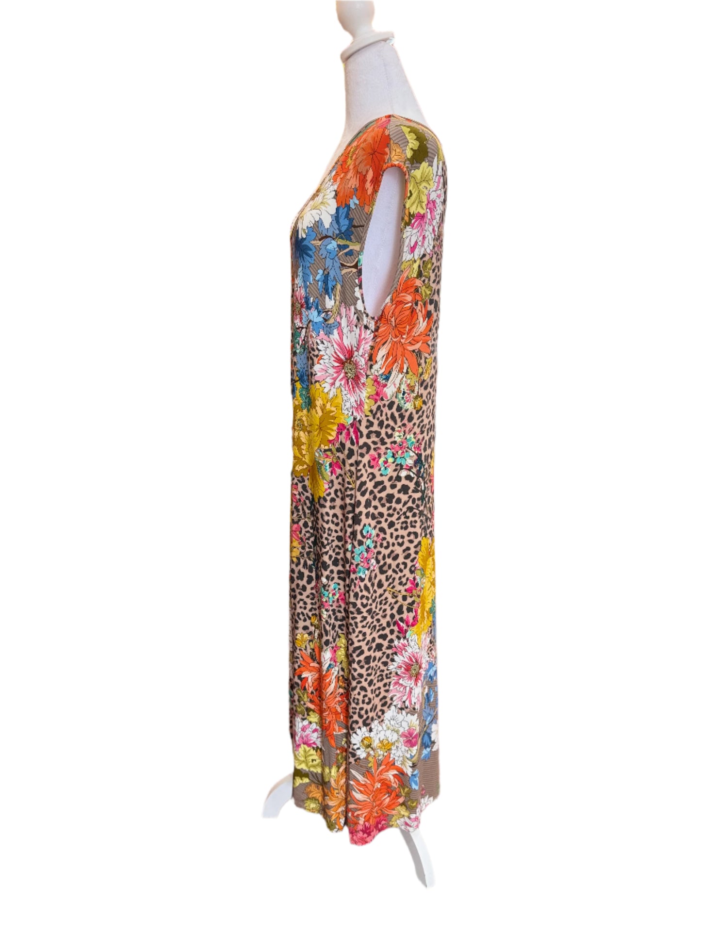 Johnny Was Leopard & Floral Print Maxi Dress