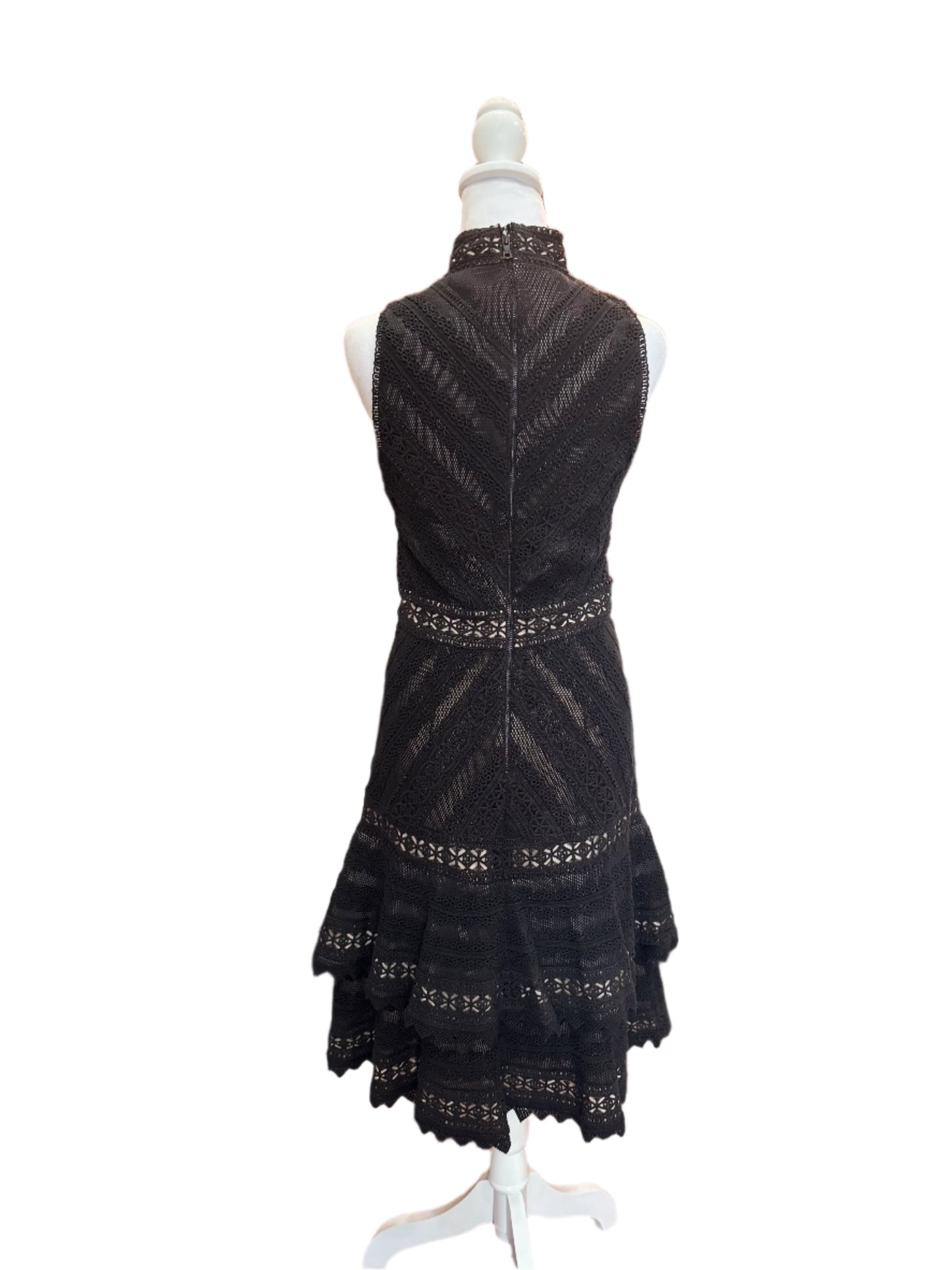 Alice + Olivia Black Lace Fit & Flare Dress – Size 6