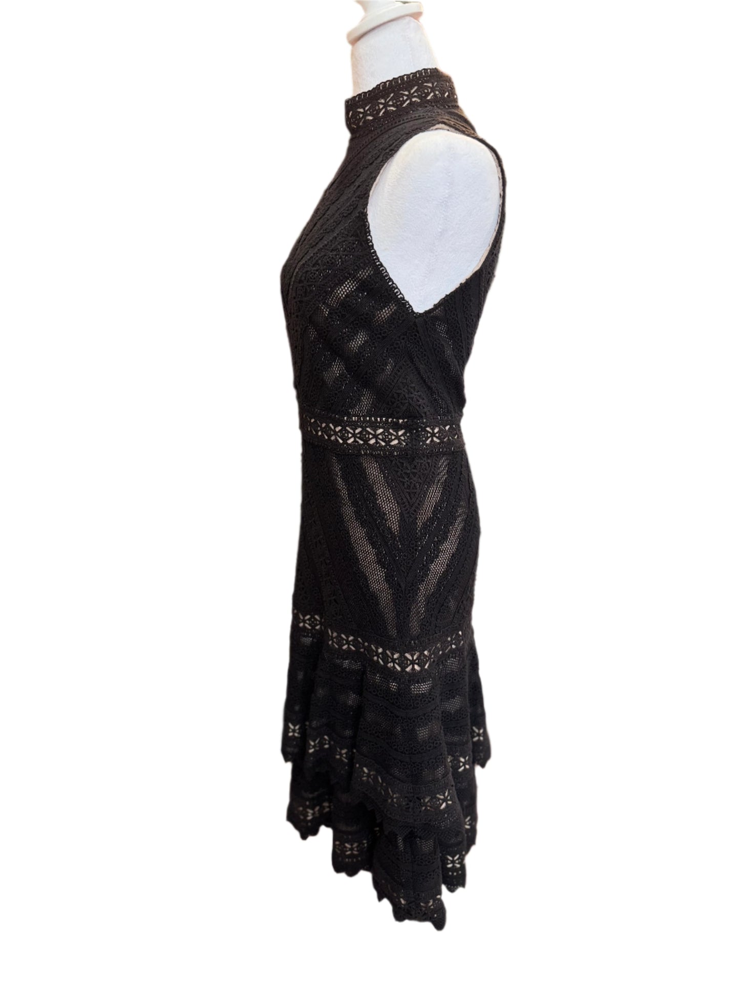 Alice + Olivia Black Lace Fit & Flare Dress – Size 6