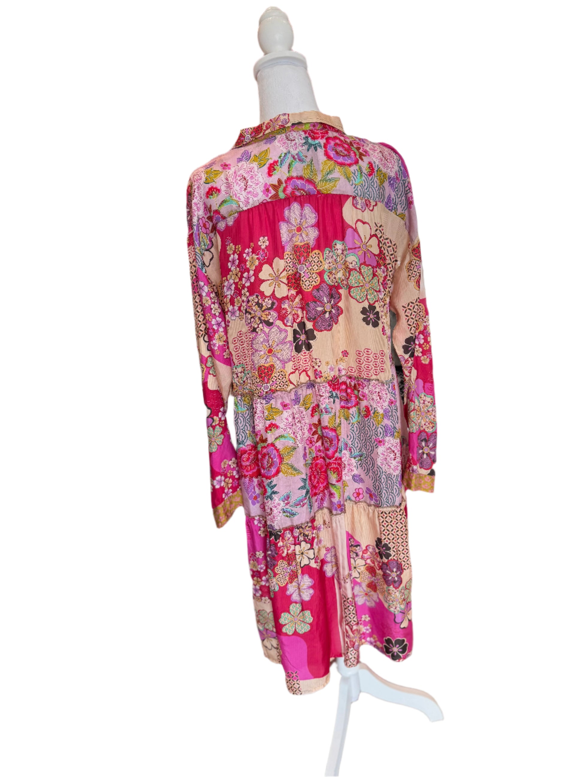 Johnny Was Yama Jasmine Floral Patchwork Dress-Dresses-Gazelle Fashion and Style