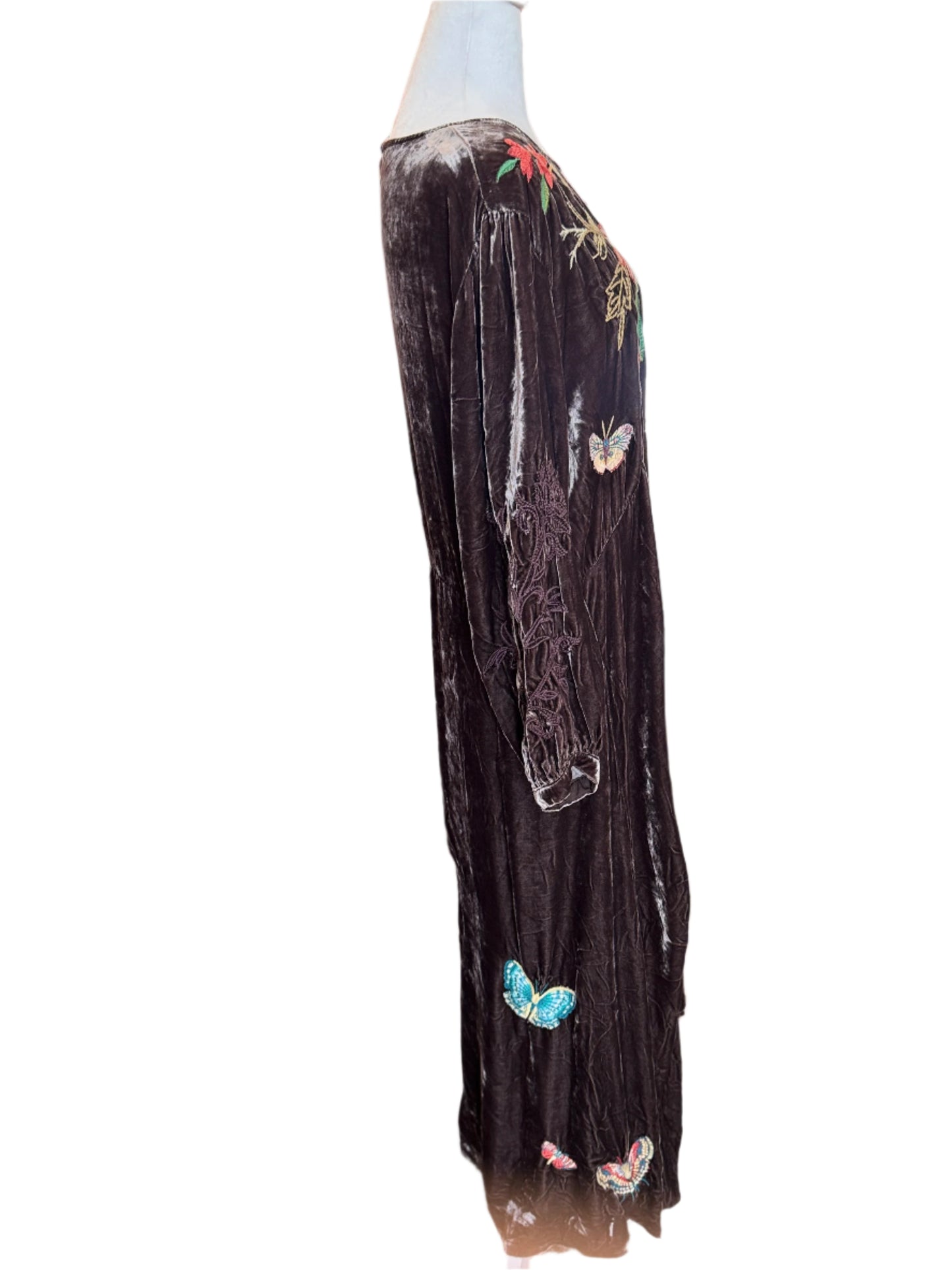 Johnny Was Embroidered Velvet Maxi Dress