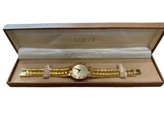 RARE Gucci Gold Tone Classic Watch - 18k Gold Plated, 330 M Dial-Watches-Gazelle Fashion and Style