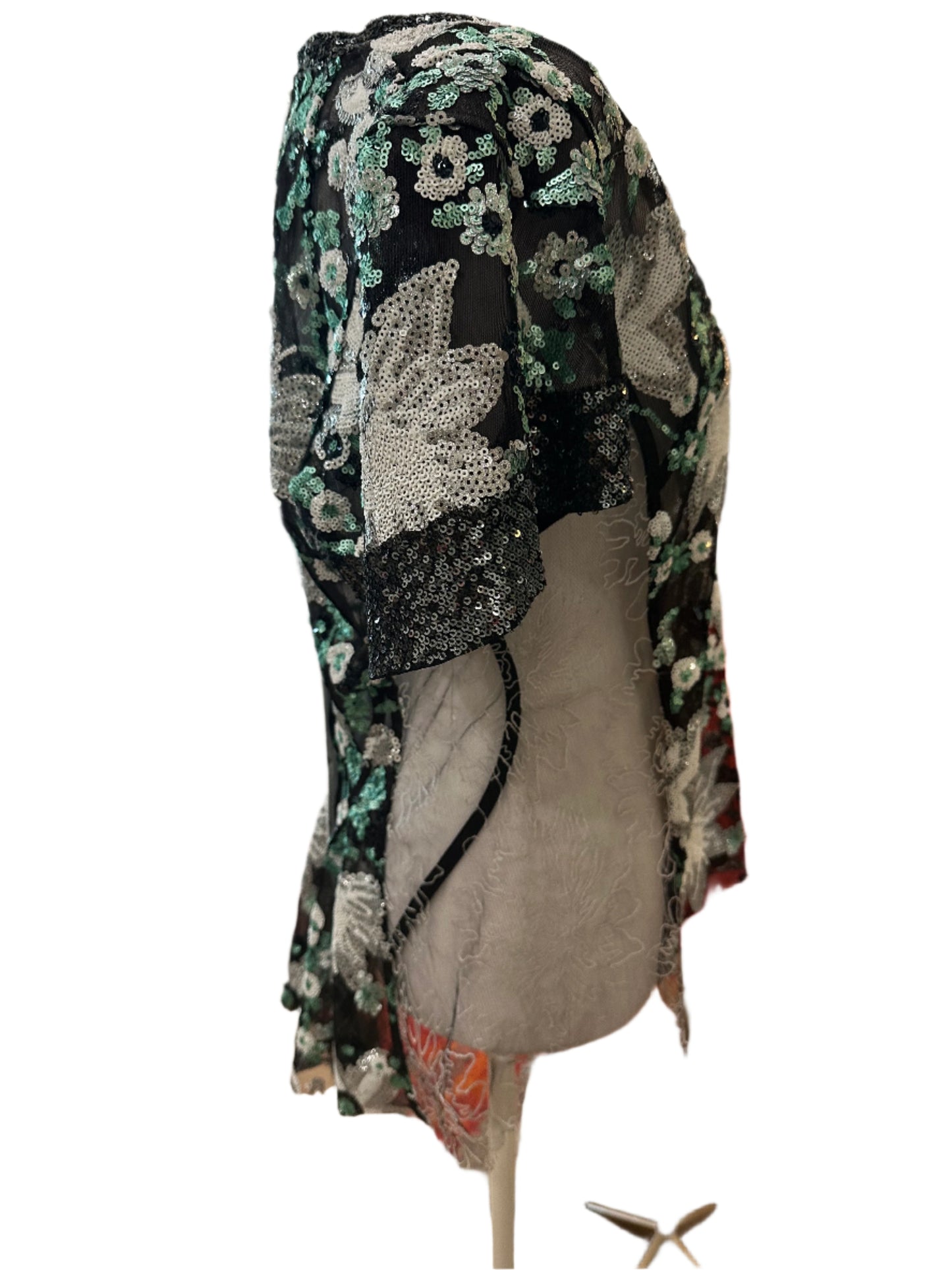 Byron Lars Beauty Mark Sequence Floral Top