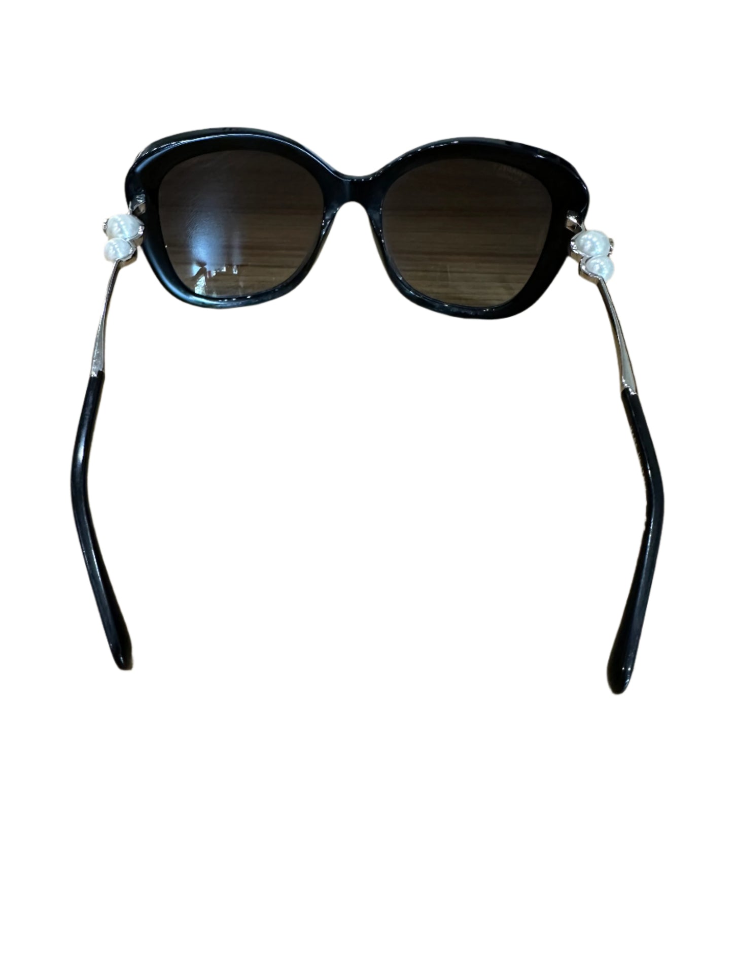 Chanel Black Square Sunglasses with Pearl Detail