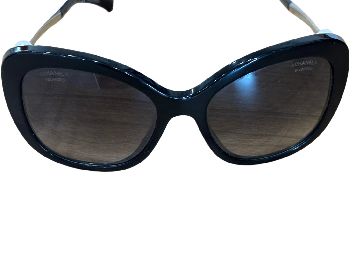 Chanel Black Square Sunglasses with Pearl Detail